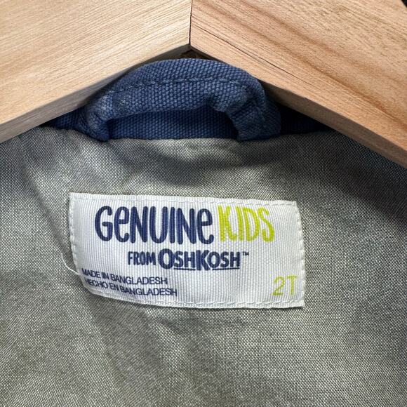 OshKosk Blue and Green Light Weight Full Zip Colorblock Jacket Boys 2T - Picture 10 of 13